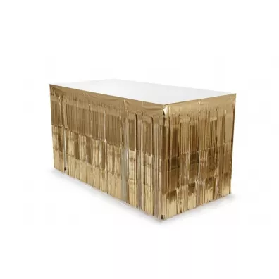 PartyDeco Skirting foliowy z fr�dzlami z�oty 300x80cm