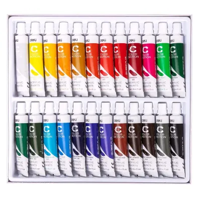 Deli Farby akrylowe 24 kolory tuba 12ml