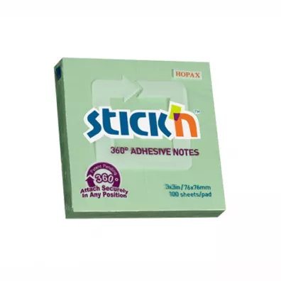 Stickn Notes samoprzylepny 76 x 76 mm zielony 100 kartek