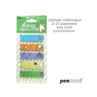 Polsirhurt Zak�adki indeksuj�ce papierowe koty ZI-25 12mmx44mm 5x20