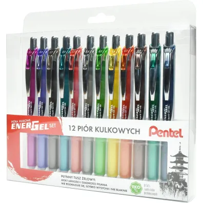 Pentel Zestaw pi�r EnerGel BL77 w etui 12 szt.