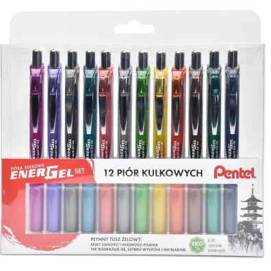 Pentel Zestaw pi�r EnerGel BL77 w etui 12 szt.