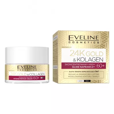 Eveline Cosmetics Cosmetics 24K Gold & Kolagen skoncentrowany krem silnie naprawczy do twarzy 60+ 50 ml