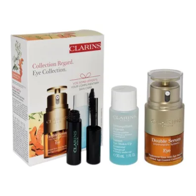 Clarins Zestaw Double Serum pod oczy+ P�yn do demakija�u Instant Eye Make Up Remover + Mascara Supra Lift & Curl