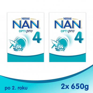 Nestle Nan Optipro 4 Junior Produkt na bazie mleka dla dzieci po 2. roku Zestaw 2 x 650 g