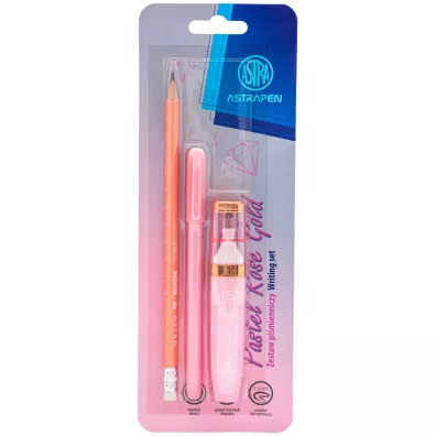 Zestaw pi�mienniczy pastelowy Astrapen Rose Gold 3 el. - d�ugopis �elowy + zakre�lacz + o��wek