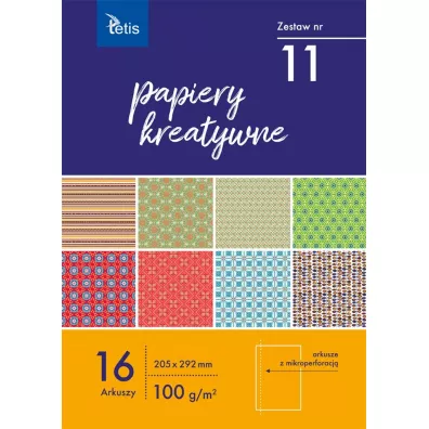 Tetis Papiery kreatywne A4 zestaw 11 16 kartek