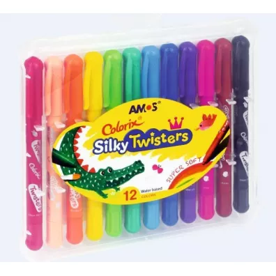 Amos Kredki Silky Twisters 12 kolor�w 12 szt.