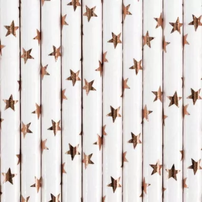 PartyDeco S�omki papierowe jasne r�owe z�oto 19.5cm 10 szt.