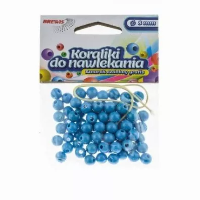 Brewis Koraliki do nawlekania + sznurek niebieskie 6 mm, 16g