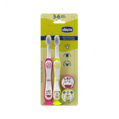 Chicco Szczoteczka do z�b�w Hippo Panda 3-6L 2 szt.