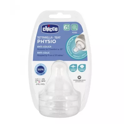 Chicco Physio Smoczek antykolkowy na butelk� przep�yw do kaszki 6 m+ 2 szt.