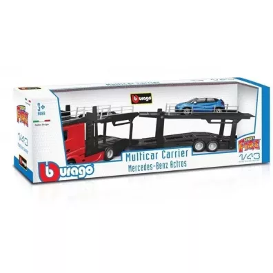 Bburago model street fire multicar carrier mercedes benz actros renault captur red + met blue 1:43