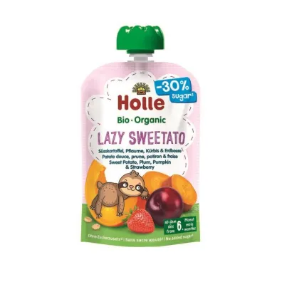 Holle Mus s�odki leniwiec (batat - �liwka - dynia - truskawka) bezglutenowy po 6. miesi�cu �ycia Demeter 100 g Bio