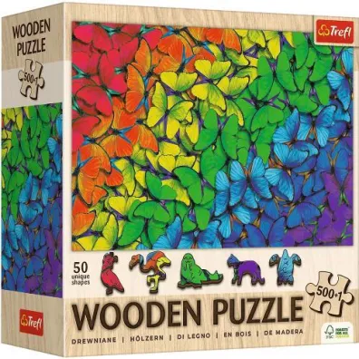 Puzzle drewniane 501 el. T�czowe motyle Trefl