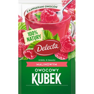 Delecta Owocowy Kubek Kisiel o smaku malinowym z kawakami owocw 30 g
