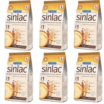 Nestle Sinlac Bezglutenowy produkt zboowy bez laktozy soi dla niemowlt po 4 miesicu Zestaw 6 x 500 g