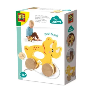 Pchaj i ci�gnij 2w1 - Drewniany Triceratops Ses Creative