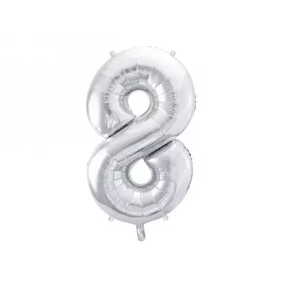 PartyDeco Balon foliowy 8 srebrny 86cm