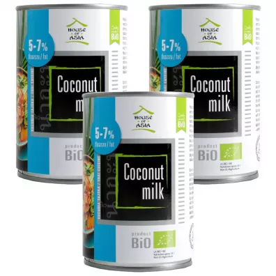 House of Asia Mleczko kokosowe 5-7% Zestaw 3 x 400 ml Bio