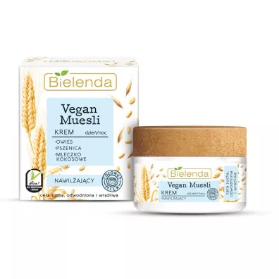 Bielenda Vegan Muesli Moisturizing Cream krem nawil�aj�cy do cery suchej, odwodnionej i wra�liwej na dzie� i na noc 50 ml