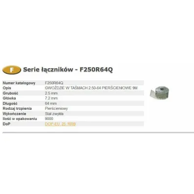 Bostitch Gwo�dzie f 2,5-64 r q