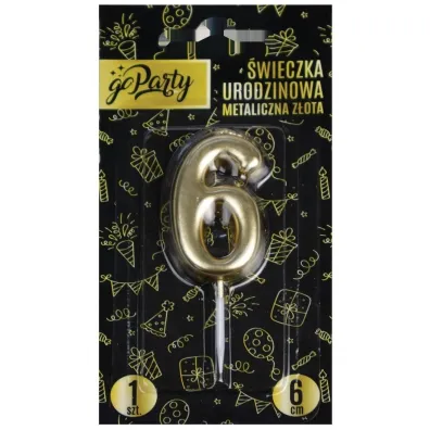 GoParty �wieczka urodzinowa 6 Metaliczna z�ota