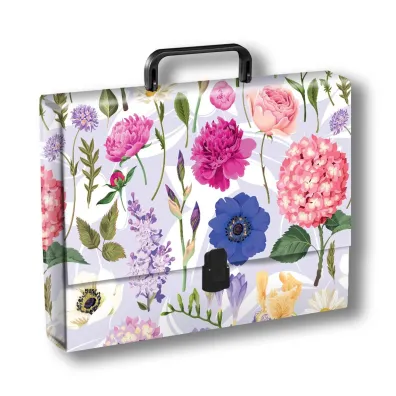 Penmate Teczka z r�czk� a4 t0125 kwiaty polskie hortensja na jasnym tle folia mat nierysuj�ca