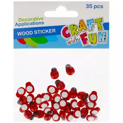 Craft with Fun Biedronki drewniane samoprzylepne 13 mm