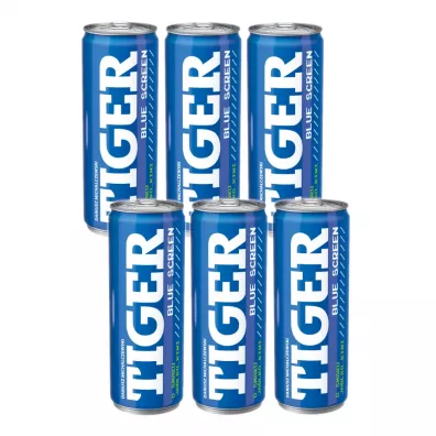 Tiger Blue Screen Gazowany nap�j energetyzuj�cy o smaku jab�ko-kiwi Zestaw 6 x 250 ml