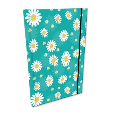 Bee-bee Notes A5 z gumk� Soft Touch Stokrotki na turkusie kratka