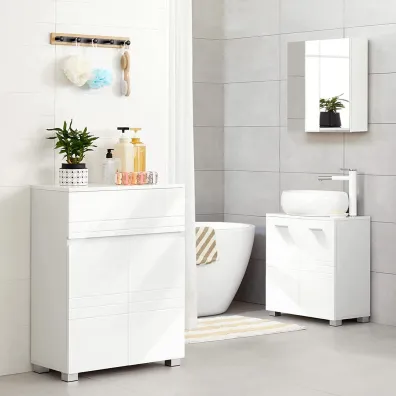 Songmics Szafka �azienkowa 60 cm bia�a stoj�ca