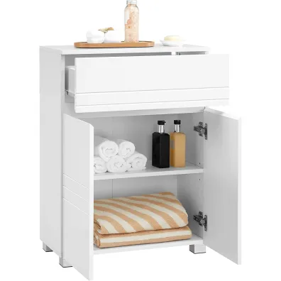 Songmics Szafka �azienkowa 60 cm bia�a stoj�ca