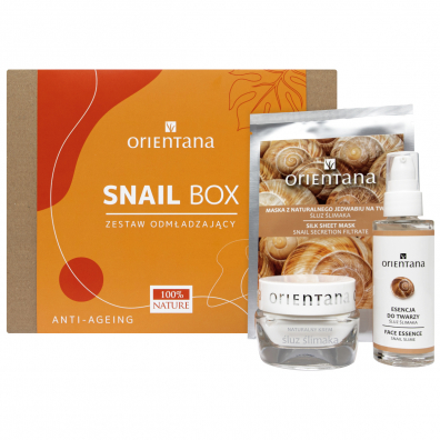 Orientana Snail Box zestaw kosmetyków dla kobiet odmładzający (krem + esencja + maska) 50 ml + 50 ml + 1 szt.