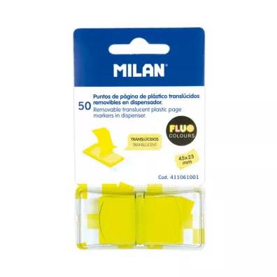 Milan Zak�adki indeksuj�ce przezroczyste Fluo ��te 45 x 25 mm 50 szt.
