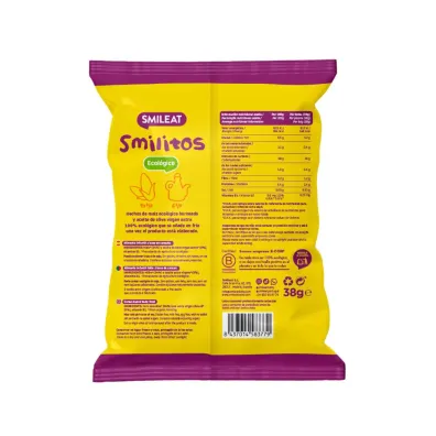 Smileat Smilitos, Chrupki kukurydziane z oliw� z oliwek z pierwszego t�oczenia 8 m+ 38 g Bio