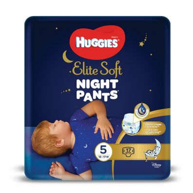 Huggies Pieluchomajtki Overnights Pants 5 (12-17 kg) Elite Soft 17 szt.