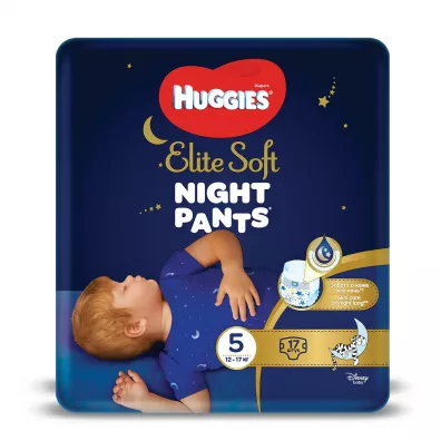 Huggies Pieluchomajtki Overnights Pants 5 (12-17 kg) Elite Soft 17 szt.