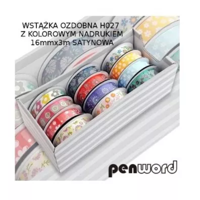 Penword Wst��ka ozdobna satynowa nadruk 12 x 3m, 16mm