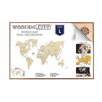 Puzzle drewniane 3D Mapa wiata L Wooden.City