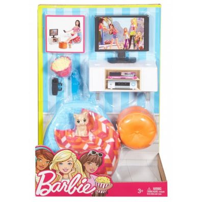 Barbie Mebelki i akcesoria. Pokj telewizyjny Mattel