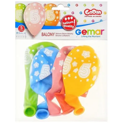 Godan Balony Premium Hel z nadrukiem 5 13" 5 szt.