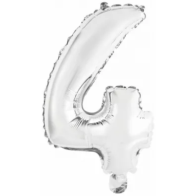 Amscan Balon foliowy mini cyfra 4 srebrna 32x40cm