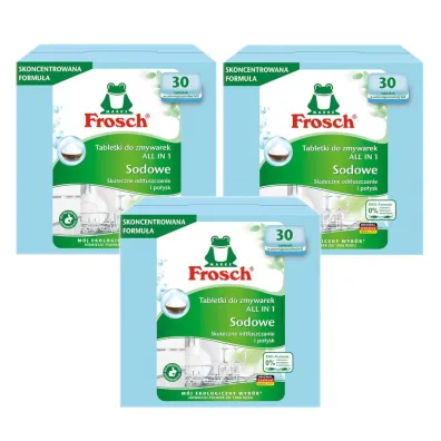 Frosch Sodowe tabletki do zmywarek All in 1 zestaw 3 x 30 szt.
