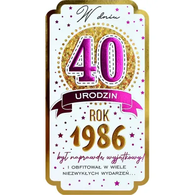 Kukartka Karnet Urodziny 40