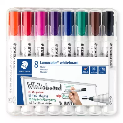 Staedtler Marker do bia�ych tablic whiteboard Lumocolor, okr�g�y, 8 kolor�w w etui 8 szt.