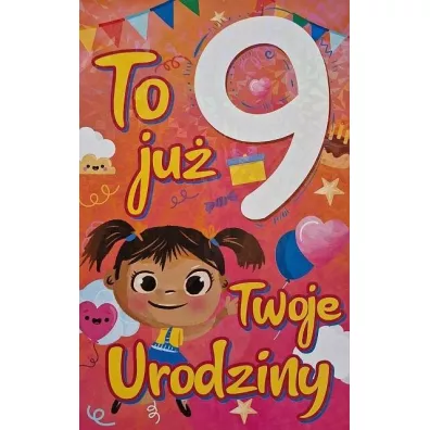 Yeku Karnet Urodziny 9 dziewczynka