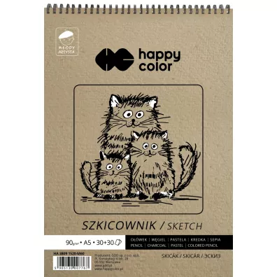 Happy Color Szkicownik na spirali Mody Artysta, biay/ochra, A5, 80/90g, 60 arkuszy