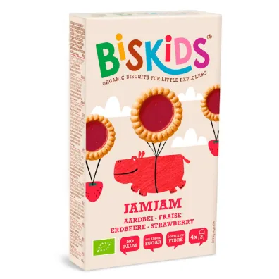 Biskids Ciasteczka z nadzieniem truskawkowym margaretki 100 g Bio