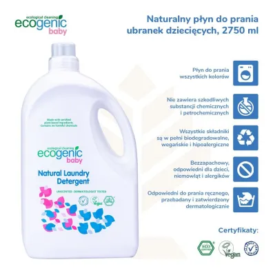 Ecogenic Baby P�yn do prania ubranek dzieci�cych, bezzapachowy 2.75 l
